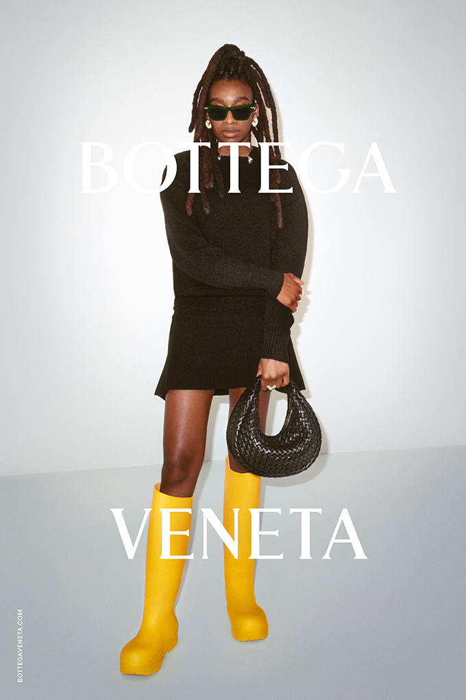 Little Simz modelling for the Bottega Veneta Wardrobe 02 collection