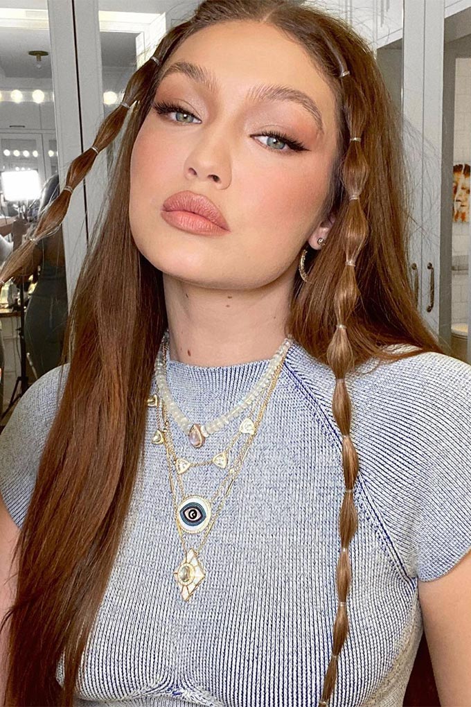 Hair trends, TikTok, E-girl hair horns, Y2K hair feathers, bubble braids
