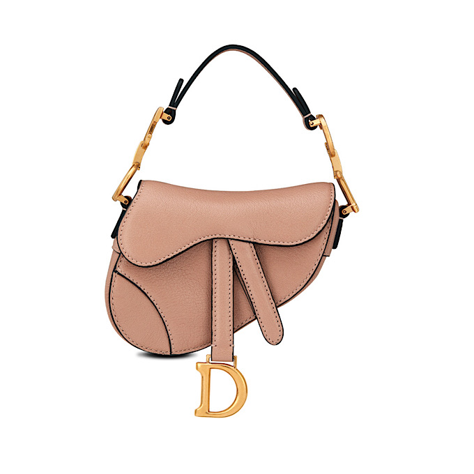 Dior - Saddle Micro Bag with Strap Rose des Vents Goatskin - Women