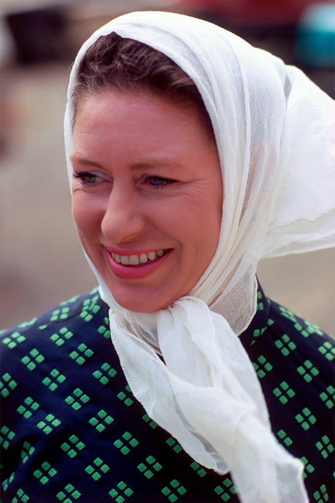 Princess Margaret white headscarf