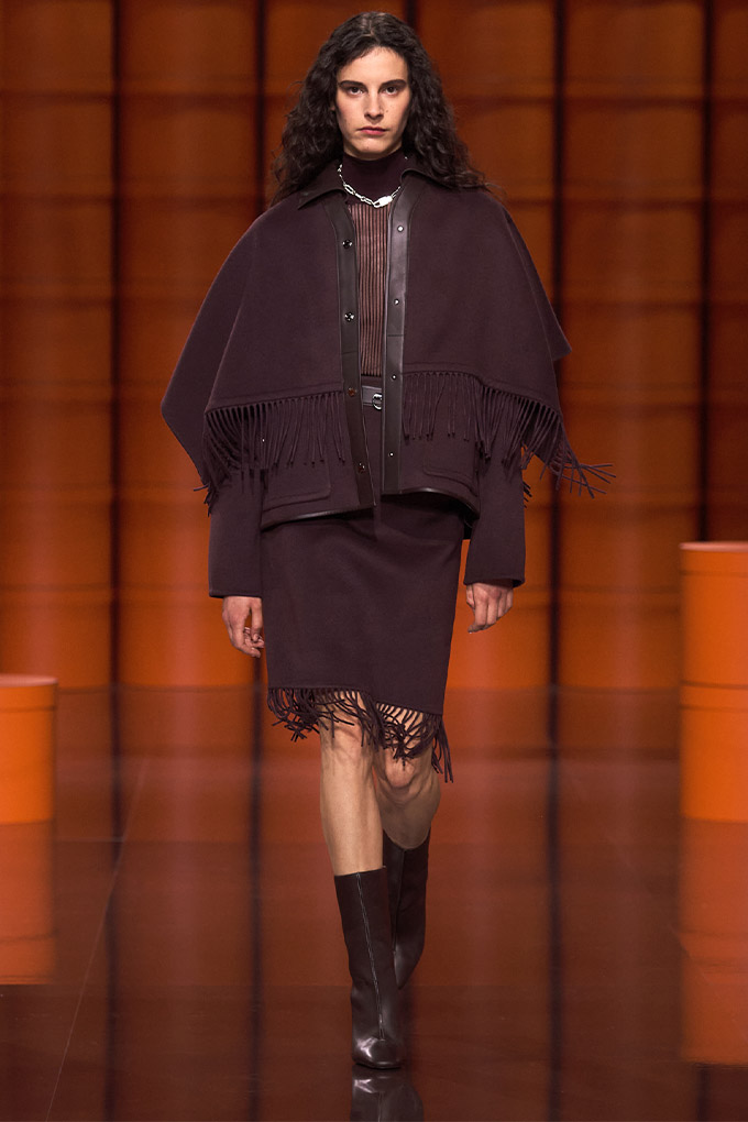 Hermes autumn/winter 2021 Burgundy Jacket + Skirt