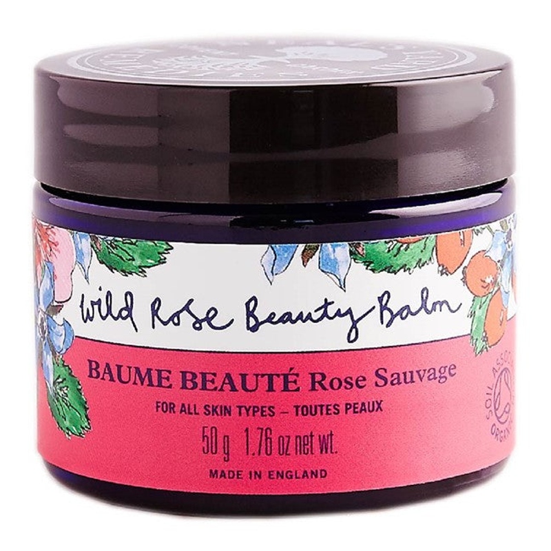 An organic wild rosehip oil-infused balm to cushion skin with moisture and glow