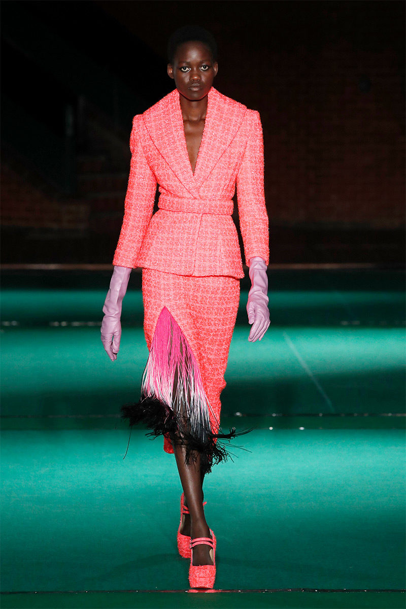 A model walks on the runway at the IA London fashion show during Fall  Winter 2022 Collections Fashion Show at London Fashion Week in London, UK  on February 20, 2022. (Photo by