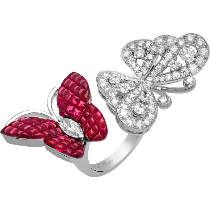 Van Cleef and Arpels Mystery-Set Ruby Two Flying Butterfly Ring