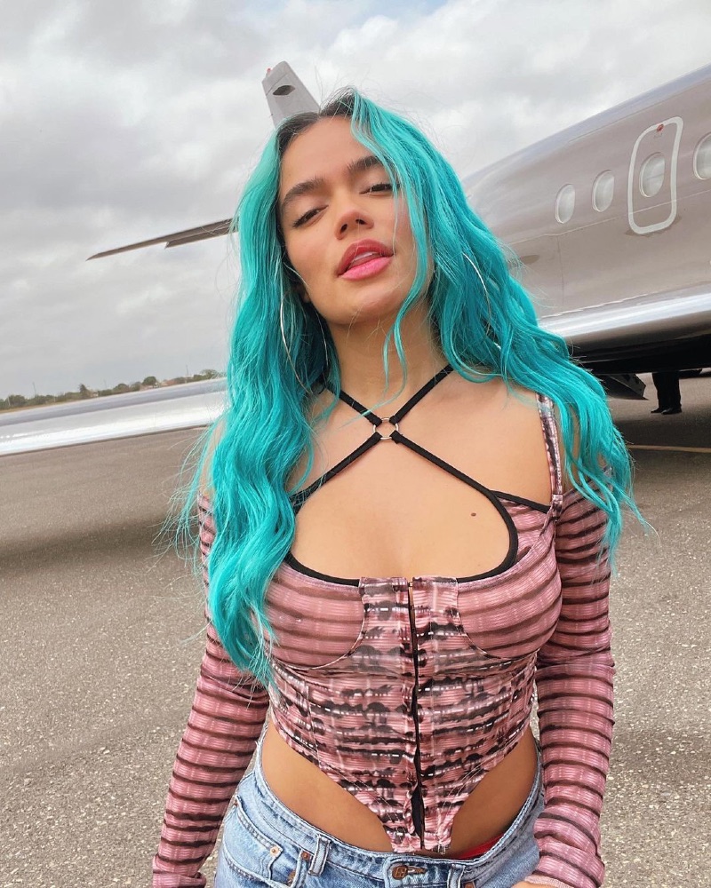 Karol G Blue Hair Coachella 2022