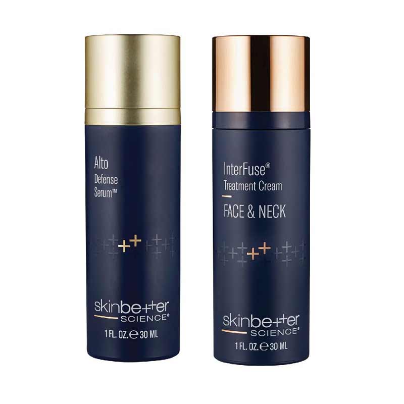 The best of beauty and science meet in this bundle that includes the protective, vitality-boosting Alto Defense Serum, and powerfully anti-ageing InterFuse Treatment Cream for Face & Neck
