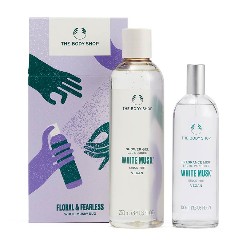 Layer on this power duo imbued with notes of cruelty-free musk, rose, jasmine, amber and wood notes. The duo features the White Musk Fragrance Mist (100ml) and White Musk Body Wash (250ml)