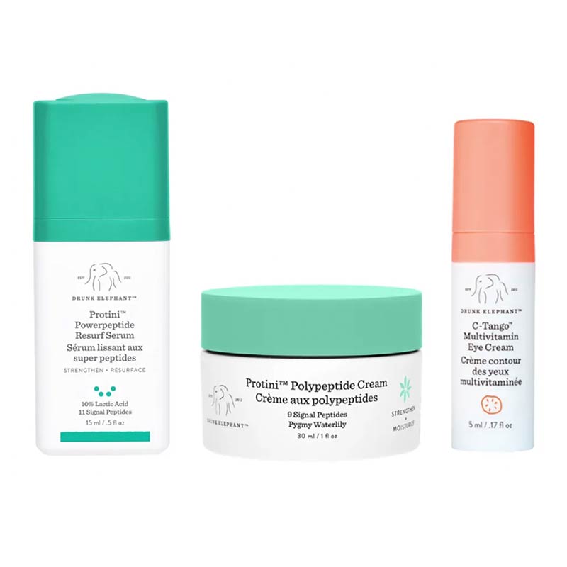 Firm, protect, and glow with this set of Drunk essentials including the collagen-boosting Protini line