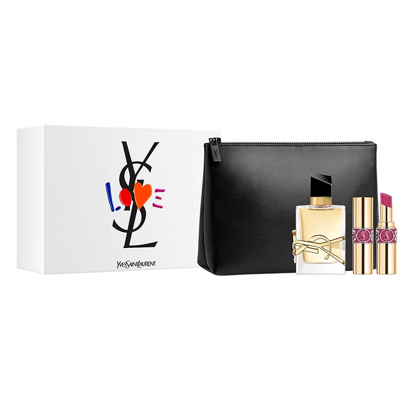 This fun and flirty set comes offers YSL's standout Libre 50ml eau de parfum + Rouge Volupte Shine Lipstick in 105 in one chic pouch