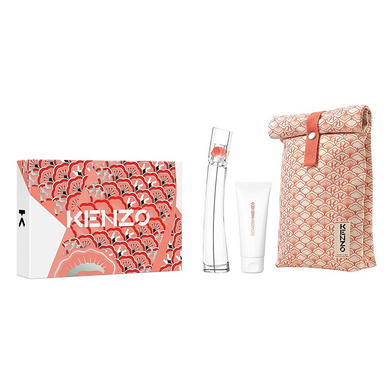 Starring the Flower By Kenzo eau de toilette (50ml), Body Milk (75ml) in one sartorial Japanese-inspired pouch