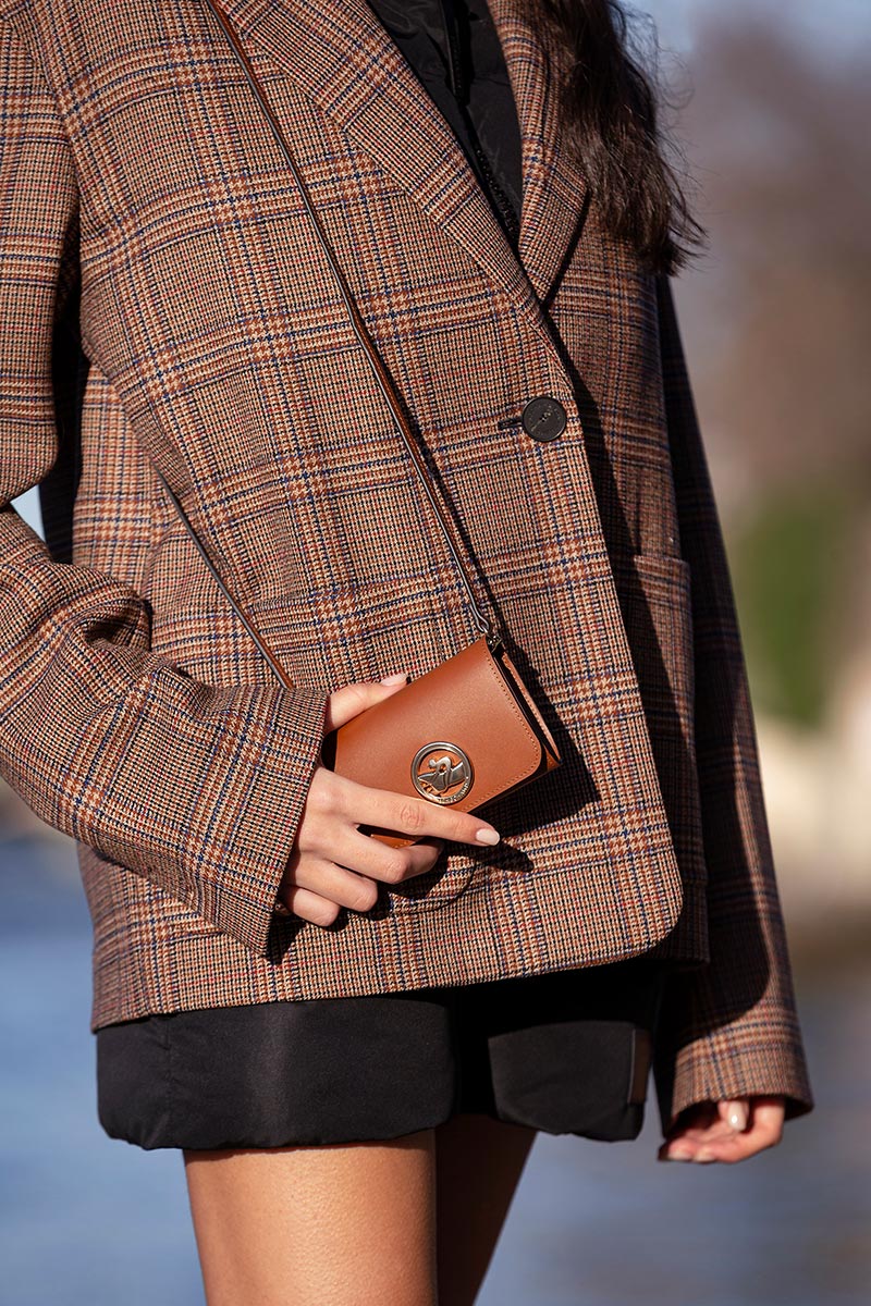 Coin Purse with Shoulder Strap Box-Trot Mahogany Longchamp