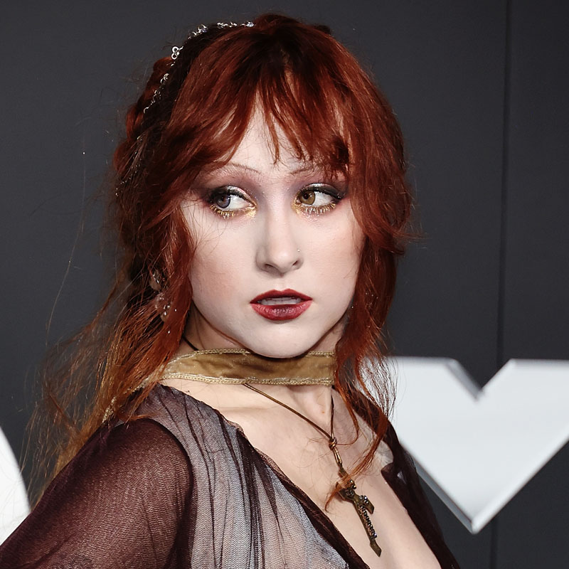 Chappell Roan at the 2024 VMAs black carpet.