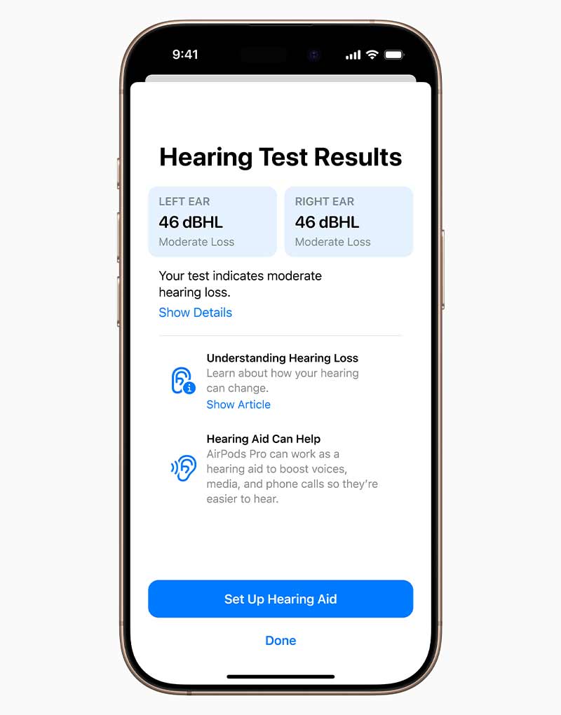 Apple AirPods Pro 2 hearing test