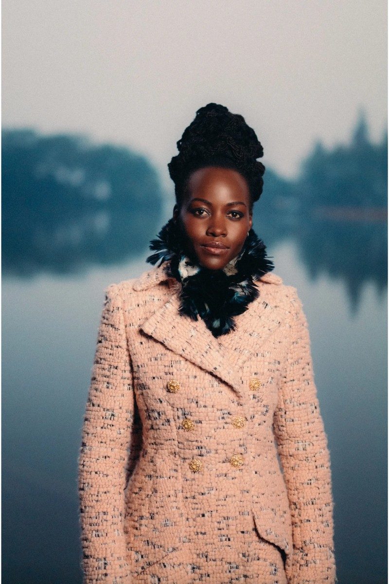 Lupita Nyong'o bundled up—in couture—for Chanel's Hangzhou show