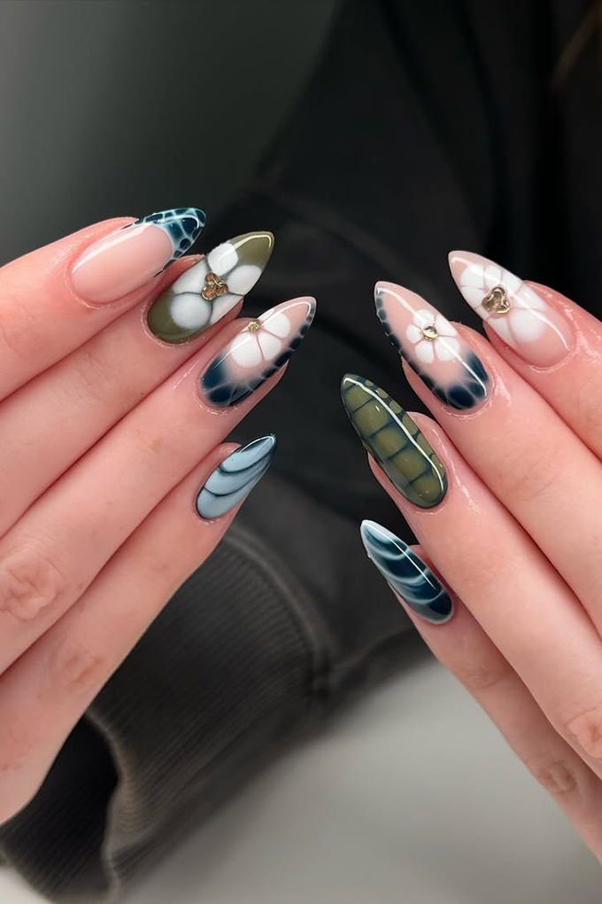 sachin and babi light blue dress 50 Blue Nail Designs for 2026 That Are Straight-Up Stunning