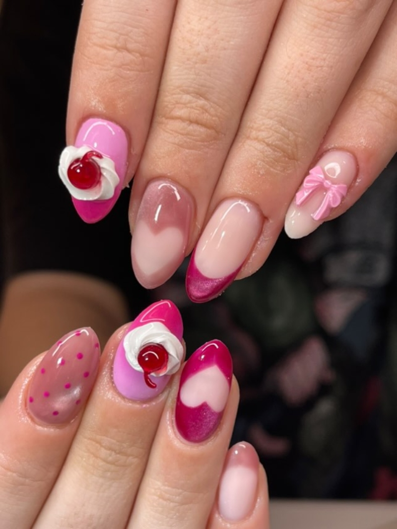 Valentine's Day Cherry Nails