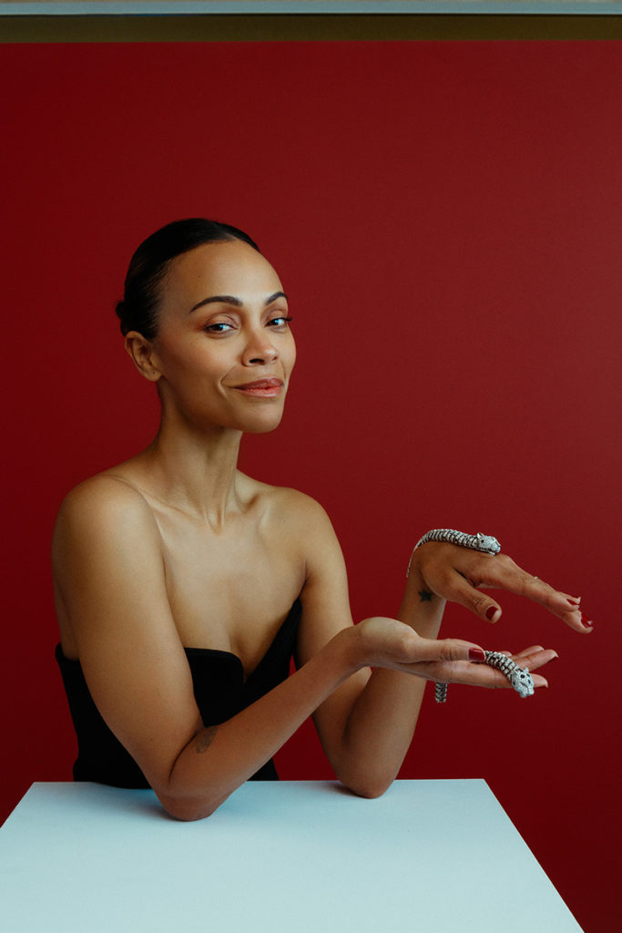 zoe saldana oscars 2025 cartier