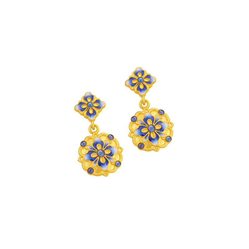 goldheart gu fa jin qing hua earrings