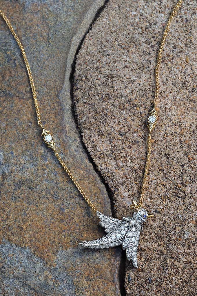 tiffany bird on a rock pendant fine jewellery