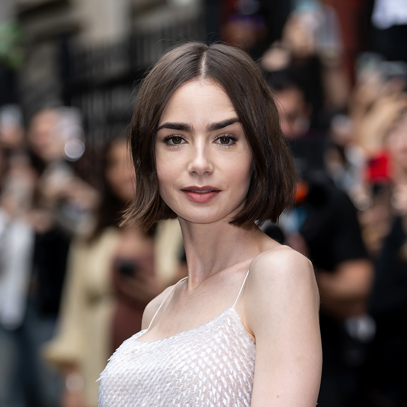 NEW YORK, NEW YORK - SEPTEMBER 12: Actor Lily Collins is seen arriving at the Calvin Klein fashion show during New York Fashion Week at the Brant Foundation on September 12, 2025 in New York City. (Photo by Gilbert Carrasquillo/GC Images)