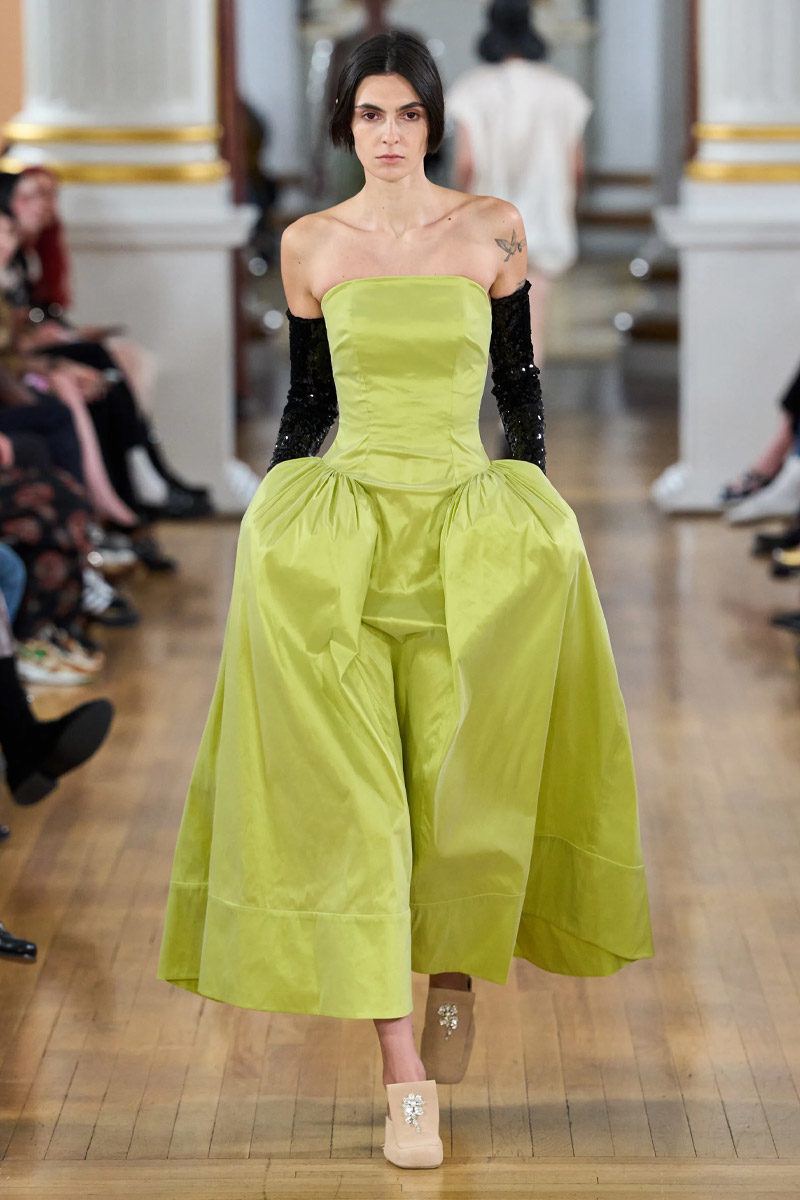 green emerald velvet dress Simone Rocha sculptured parka RRP £2800 main image 1
