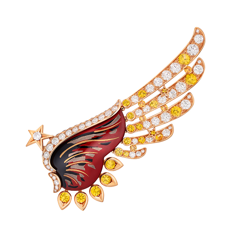 five wings brooch pink gold