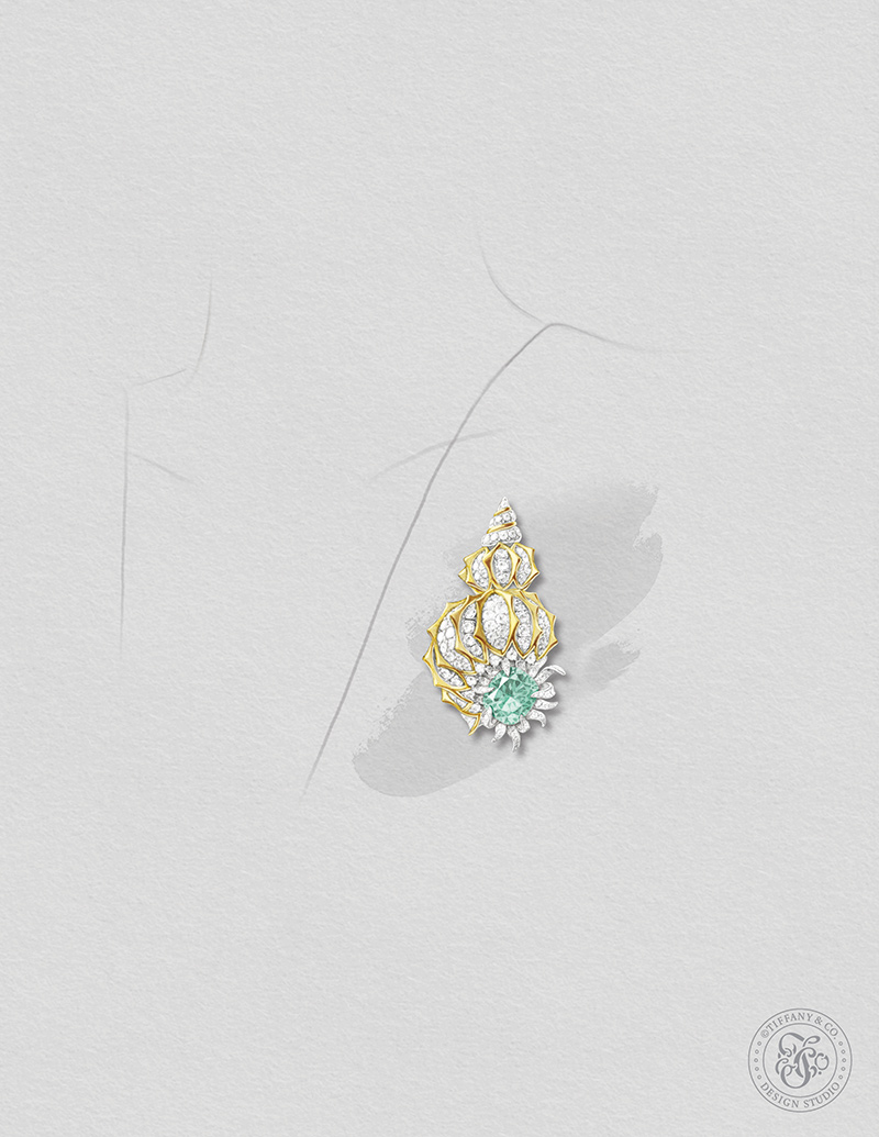 tiffany shell brooch