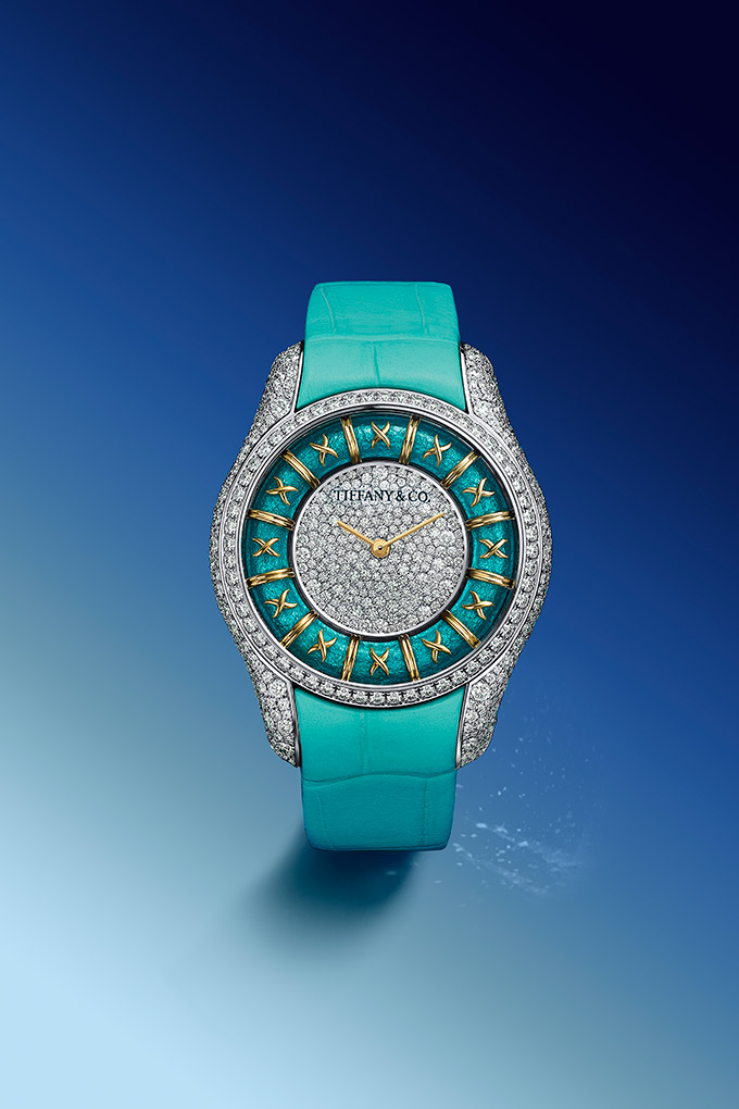 tiffany enamel watch blue paillonne