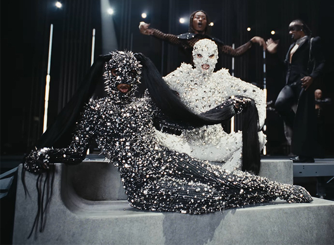 Doechii and Lady Gaga in custom Gaurav Gupta looks.