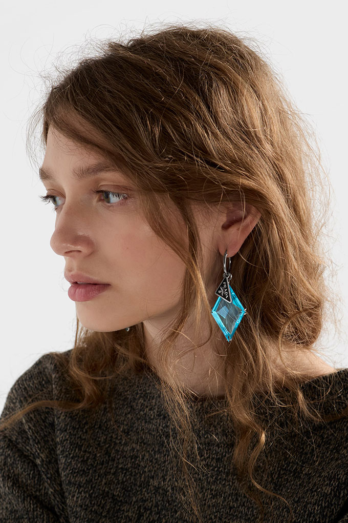 prada aquamarine earrings