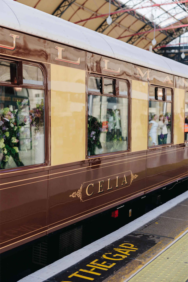 Outside the new Celia carriage of the Belmond British Pullman