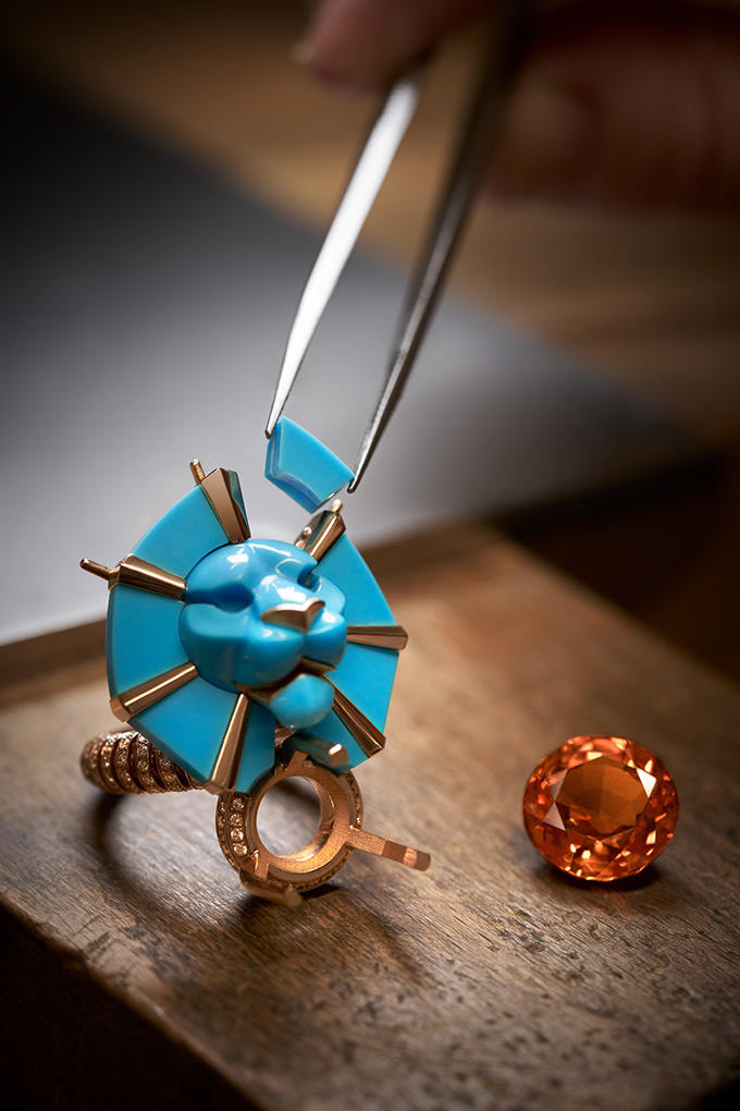 chanel turquoise garnet ring