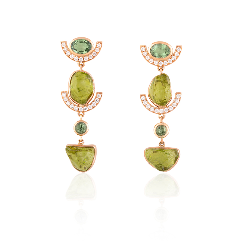clara chehab irene long sequence peridot earrings