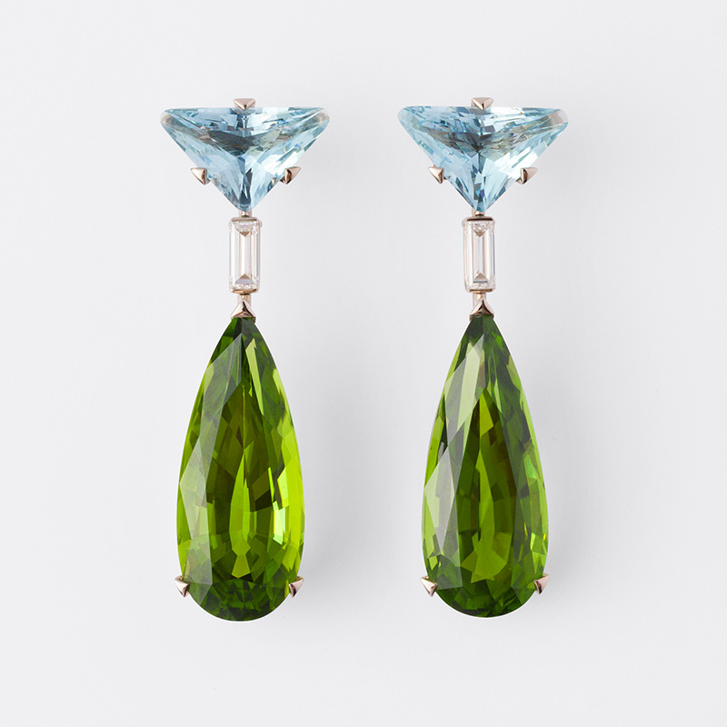 prada couleur vivante earrings peridot aquamarine