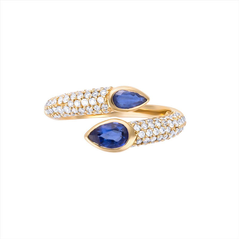 elyzian blue sapphire bypass ring