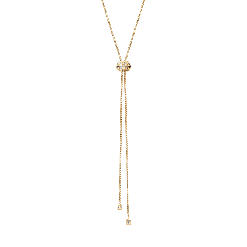 Le Damier sliding pendant necklace in yellow gold