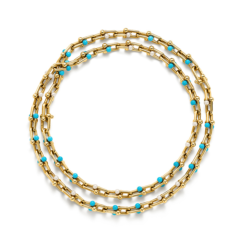 tiffany hardwear wrap necklace turquoise pearls